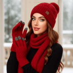 Weiche Strickmütze, Schal und Handschuhe für Frauen - Yalena