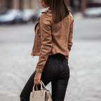 Kurze Lederjacke mit Reißverschluss