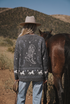 Grobstrickpullover mit Westernmotiv