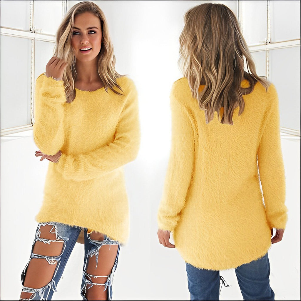 Amelia Lässiger Langarm-Pullover mit O-Ausschnitt