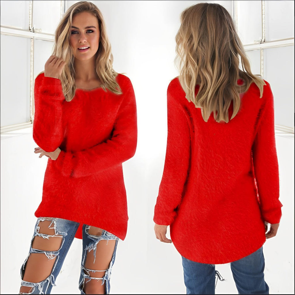 Amelia Lässiger Langarm-Pullover mit O-Ausschnitt
