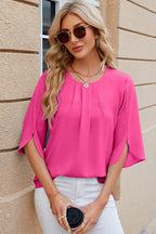 Clara Bluse Damen – Falten und Blumenärmel