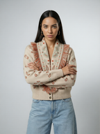 Pullover mit geometrischem Muster und Fransen