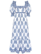 Balina - Blaues bedrucktes Sommerkleid