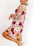 Flaura - Dreidimensionale Blumenmode Kurzes hippes Kleid