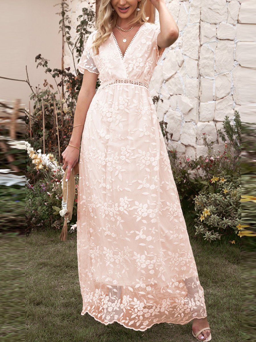 Lora - Elegantes weißes Maxikleid aus Spitze