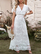 Lora - Elegantes weißes Maxikleid aus Spitze