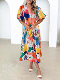 Kara - Elegantes Maxikleid mit Puffärmeln und Blumenmuster in A-Linie