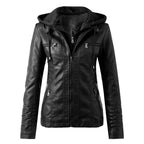 Moderne Lederjacke mit Kapuze