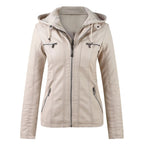 Moderne Lederjacke mit Kapuze