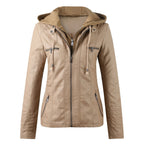 Moderne Lederjacke mit Kapuze
