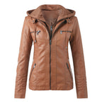 Moderne Lederjacke mit Kapuze