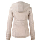 Moderne Lederjacke mit Kapuze