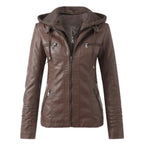 Moderne Lederjacke mit Kapuze