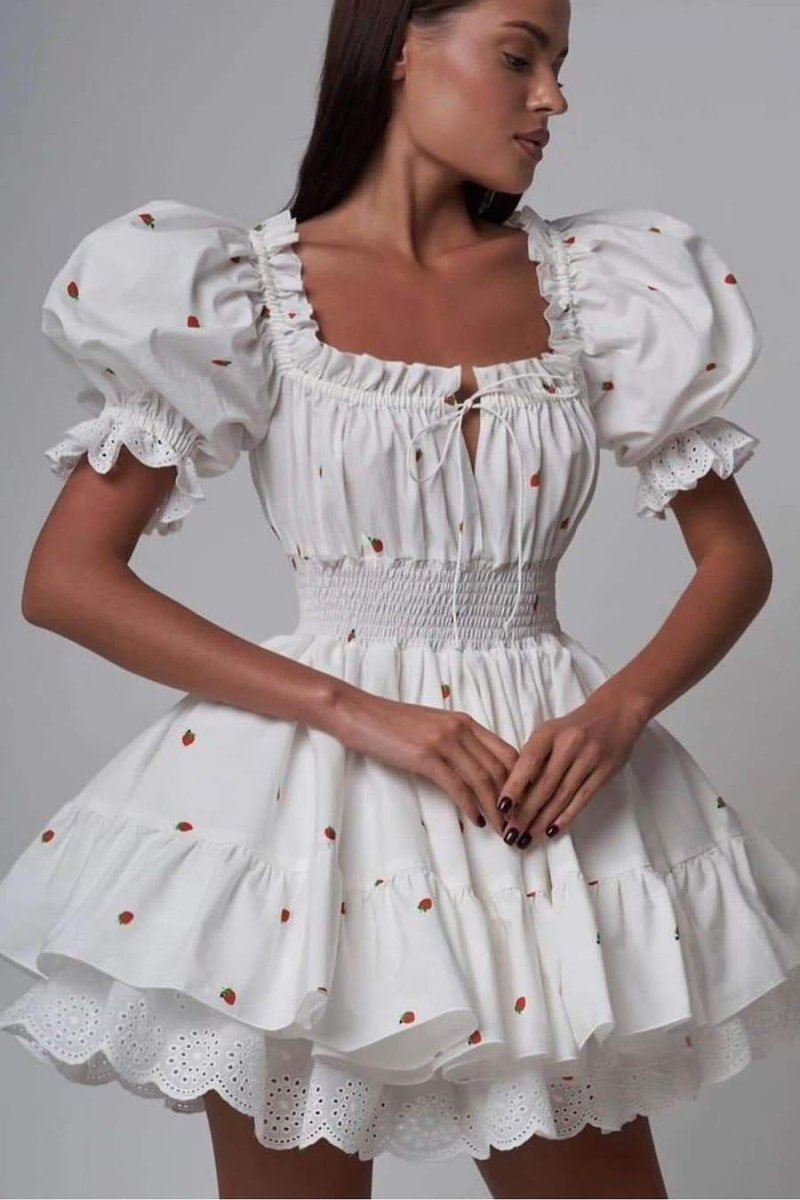 Rebecca - Mini-Print-Kleid mit Puffärmeln
