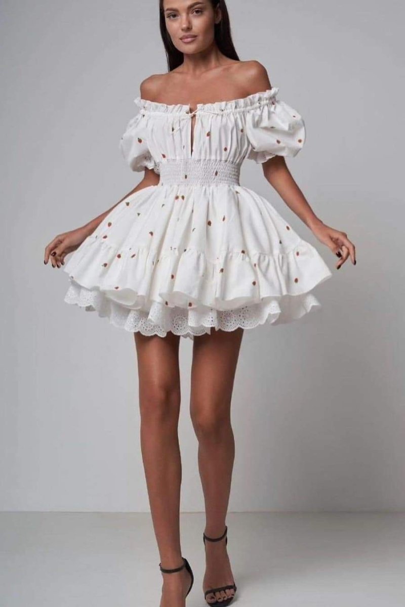 Rebecca - Mini-Print-Kleid mit Puffärmeln