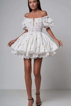 Rebecca - Mini-Print-Kleid mit Puffärmeln