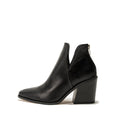 Amelia - Retro Kunstleder spitze Zehe Kerbe Chunky Heel Ankle Stiefel