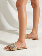 Sally - Flache Sandalen mit Diamanten