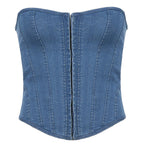 Lily - Röhrentop aus Denim mit Herzausschnitt
