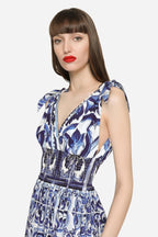 Tanja - bedrucktes Maxikleid mit geknoteten Trägern