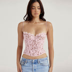 Olivia - Vintage-Korsett-Top aus Spitze und Satin