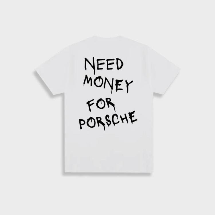 Marlon - Herren Vintage 'Need Money For Porsche' Baumwoll-T-Shirt