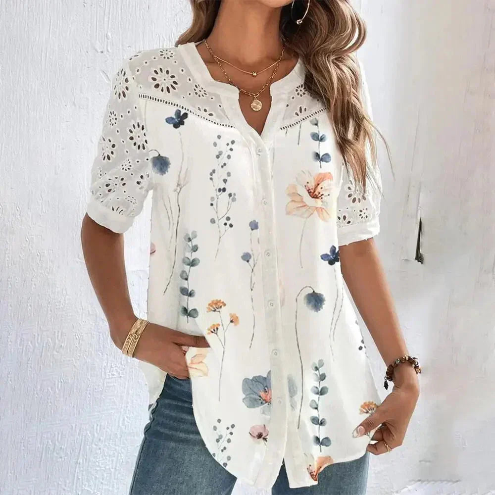 Tanja - Spitzenbluse mit kurzen Ärmeln