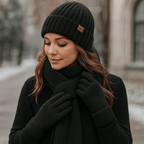 Mütze, Schal und Handschuhe für Frauen mit Strickeffekt - Nevrine