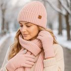 Mütze, Schal und Handschuhe für Frauen mit Strickeffekt - Nevrine