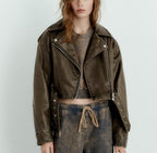 Klassische schwarze Lederjacke